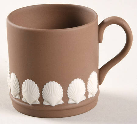 Cream Color on Taupe (Brown) Jasperware Flat Demitasse Cup