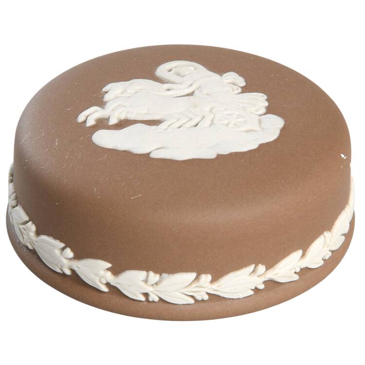 Cream Color on Taupe (Brown) Jasperware Lid for Small Ginger Jar