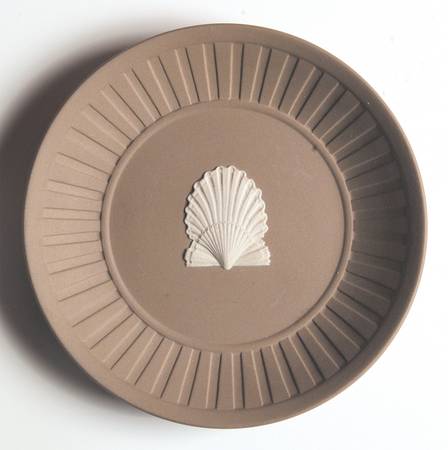 Cream Color on Taupe (Brown) Jasperware Fluted Tray