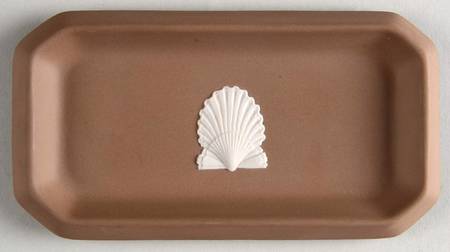 Cream Color on Taupe (Brown) Jasperware Oblong Tray