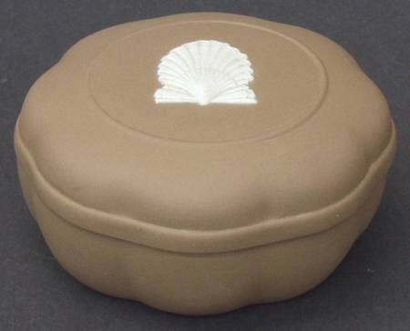 Cream Color on Taupe (Brown) Jasperware Small Candy Box