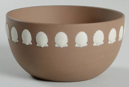 Cream Color on Taupe (Brown) Jasperware Bute Bowl