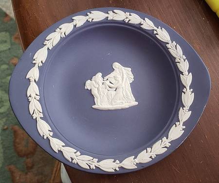 Cream Color on Wedgwood Blue Jasperware Barlaston Tray
