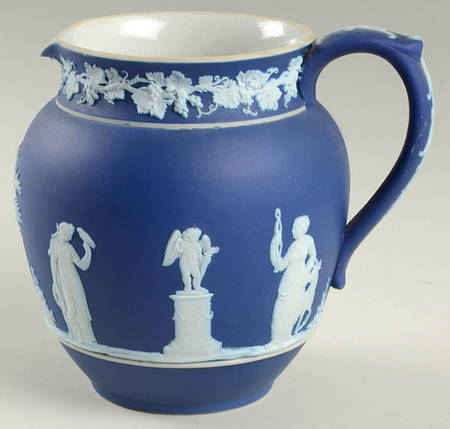 Cream Color on Wedgwood Blue Jasperware 16 Oz Dutch Sacrifice Jug