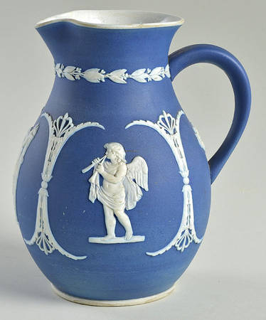 Cream Color on Wedgwood Blue Jasperware 32 Oz Jug