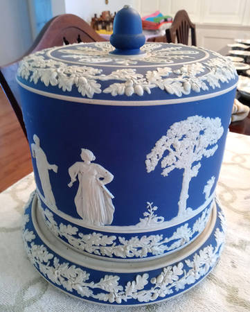 Cream Color on Wedgwood Blue Jasperware Cake Safe & Lid