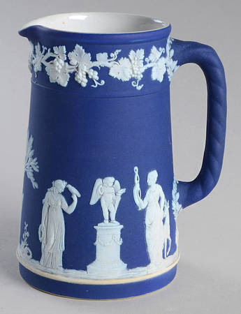 Cream Color on Wedgwood Blue Jasperware Medium Trojan Jug