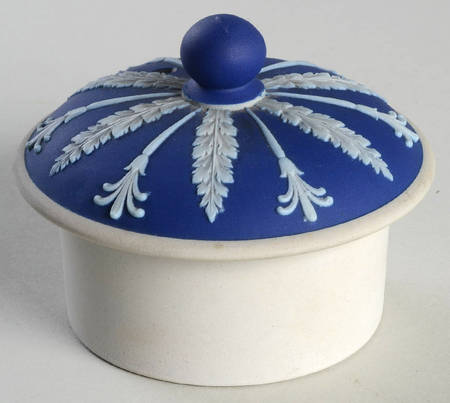 Cream Color on Wedgwood Blue Jasperware Lid for Coffee Pot
