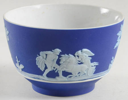 Cream Color on Wedgwood Blue Jasperware Open Sugar Bowl