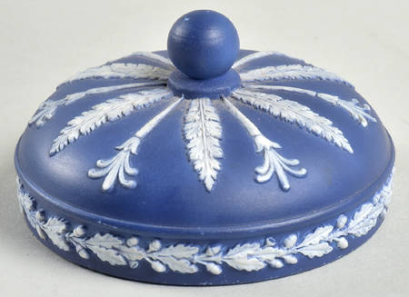 Cream Color on Wedgwood Blue Jasperware Lid for Olympus Jar