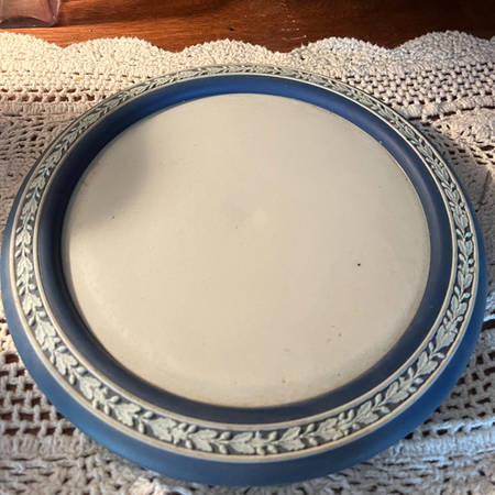 Cream Color on Wedgwood Blue Jasperware Round Cheese Dish No Lid