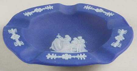 Cream Color on Wedgwood Blue Jasperware 4" Ashtray