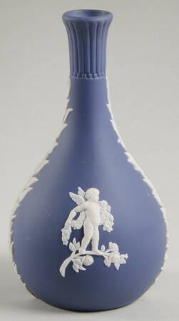 Cream Color on Wedgwood Blue Jasperware Seasons Bud Vase