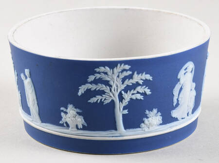 Cream Color on Wedgwood Blue Jasperware Butter Lugger No Lid