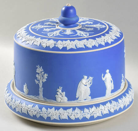 Cream Color on Wedgwood Blue Jasperware Cake Safe & Lid