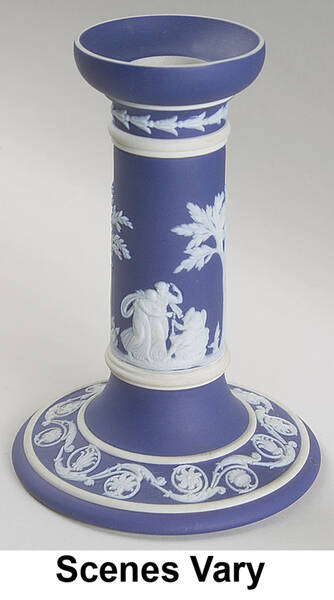 Cream Color on Wedgwood Blue Jasperware 5" Candlestick