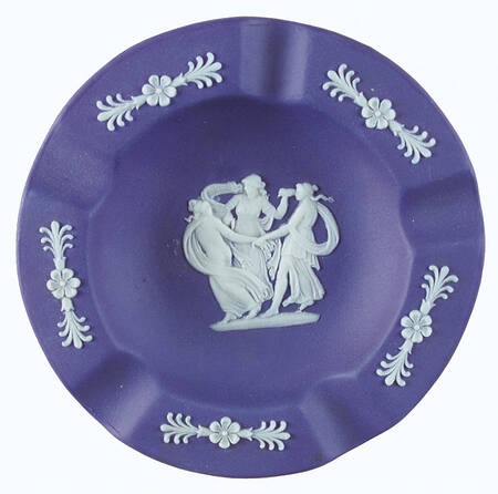 Cream Color on Wedgwood Blue Jasperware 4" Ashtray