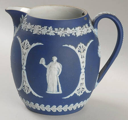 Cream Color on Wedgwood Blue Jasperware 22 Oz Orange Jug No Metal Lid