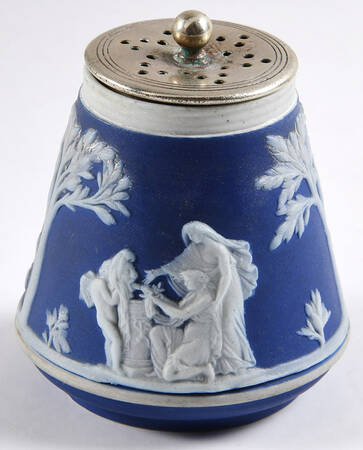 Cream Color on Wedgwood Blue Jasperware Pepper Shaker (For Scap Set)
