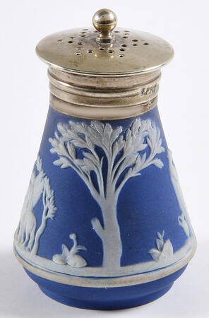 Cream Color on Wedgwood Blue Jasperware Pepper Shaker (For Scap Set)