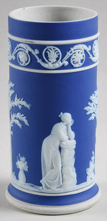 Cream Color on Wedgwood Blue Jasperware 5" Spill Vase