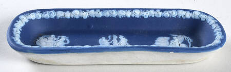 Cream Color on Wedgwood Blue Jasperware 6" Oblong Tray
