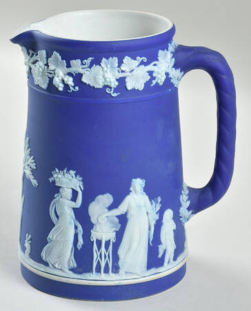 Cream Color on Wedgwood Blue Jasperware Medium Trojan Jug