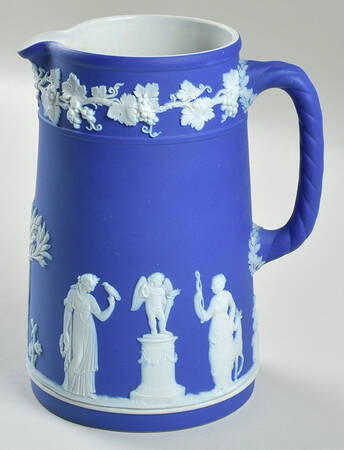 Cream Color on Wedgwood Blue Jasperware Medium Trojan Jug