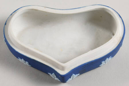 Cream Color on Wedgwood Blue Jasperware Heart Shape Box No Lid