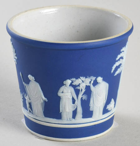 Cream Color on Wedgwood Blue Jasperware 2" Brewster Jardiniere