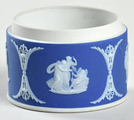 Cream Color on Wedgwood Blue Jasperware Pomade Box No Lid