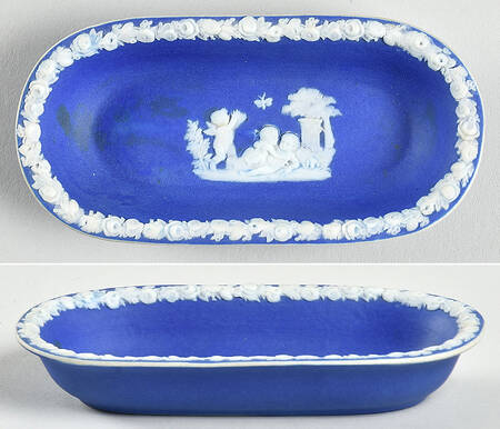 Cream Color on Wedgwood Blue Jasperware Tray Pin