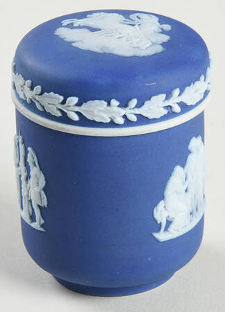 Cream Color on Wedgwood Blue Jasperware Match Box Holder & Lid