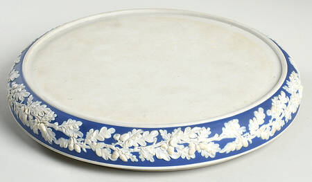 Cream Color on Wedgwood Blue Jasperware Round Cheese Dish No Lid