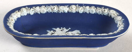 Cream Color on Wedgwood Blue Jasperware Pin Tray