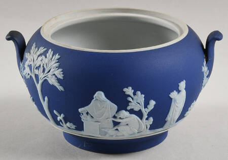 Cream Color on Wedgwood Blue Jasperware 146 Shape Sugar Bowl No Lid