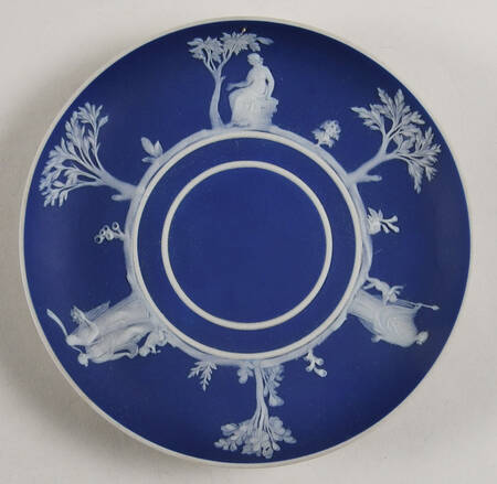 Cream Color on Wedgwood Blue Jasperware Saucer