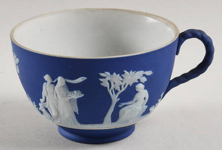 Cream Color on Wedgwood Blue Jasperware Footed Cup