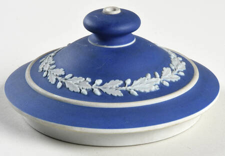 Cream Color on Wedgwood Blue Jasperware Lid for Teapot