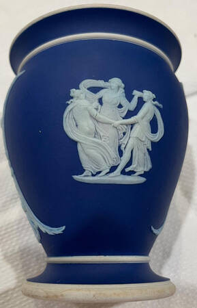 Cream Color on Wedgwood Blue Jasperware Cameo Posey Pot