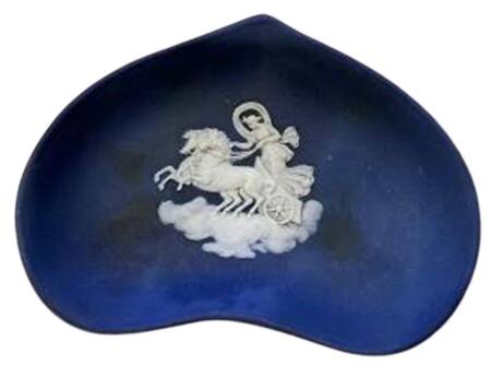 Cream Color on Wedgwood Blue Jasperware Heart Shaped Dish