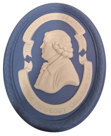 Cream Color on Wedgwood Blue Jasperware 250th Anniversary Plaque