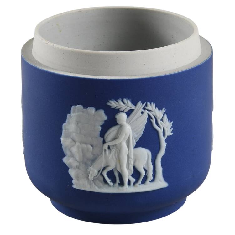 Cream Color on Wedgwood Blue Jasperware Pomade Box No Lid