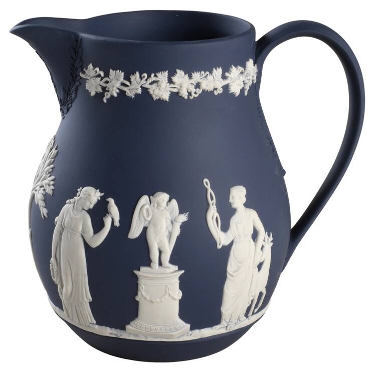 Cream Color on Wedgwood Blue Jasperware 48 Oz Jug