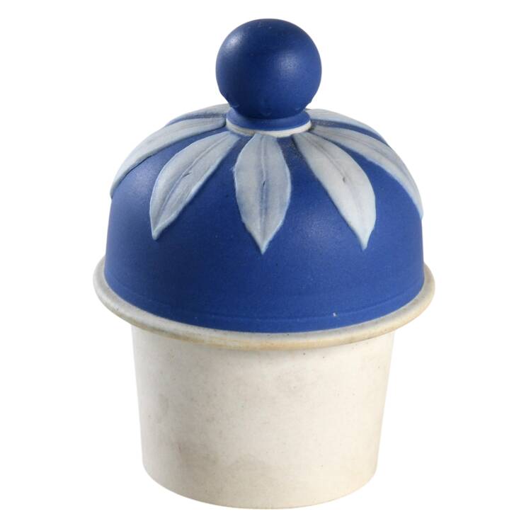 Cream Color on Wedgwood Blue Jasperware Lid for Teapoy
