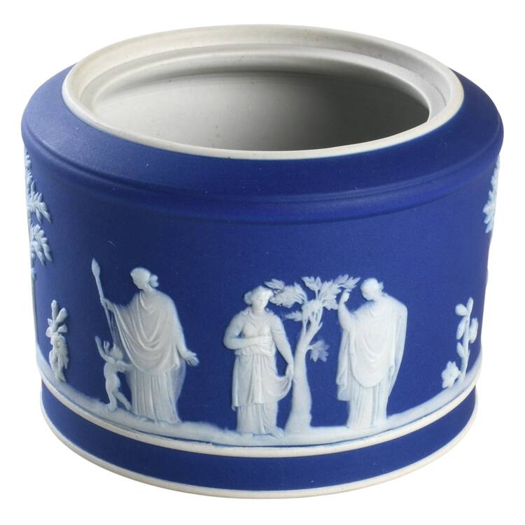 Cream Color on Wedgwood Blue Jasperware Sugar Box No Lid