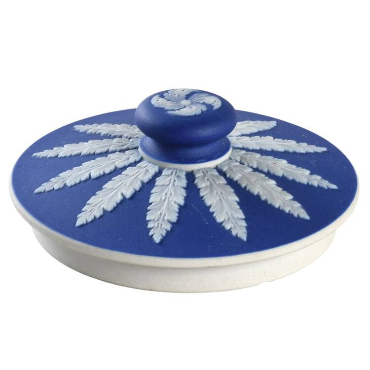 Cream Color on Wedgwood Blue Jasperware Lid for Sugar Box