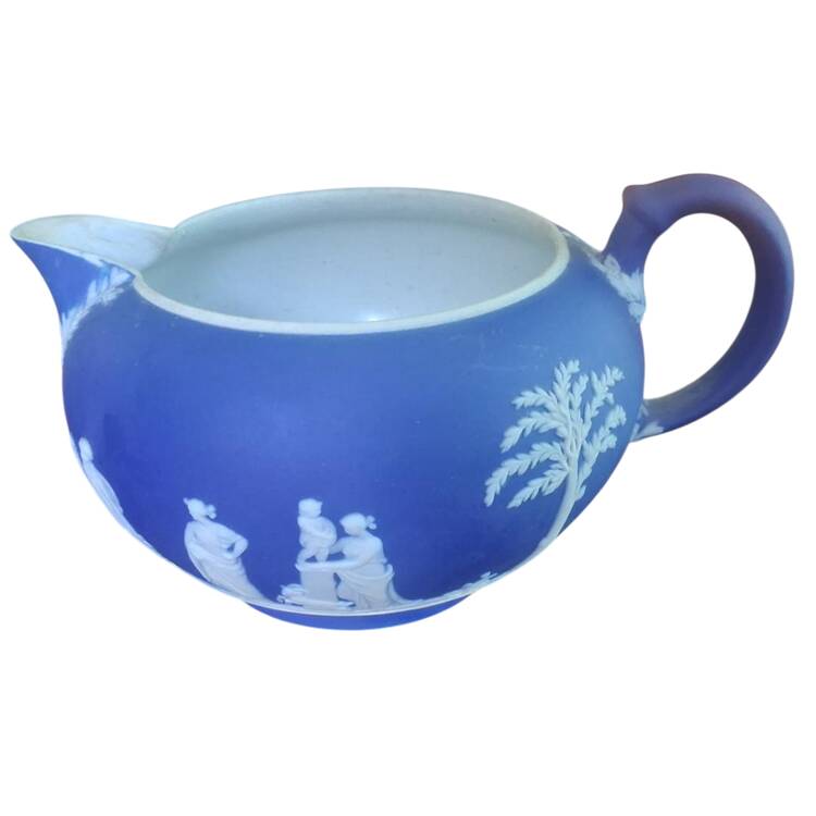 Cream Color on Wedgwood Blue Jasperware 146 Shape Creamer