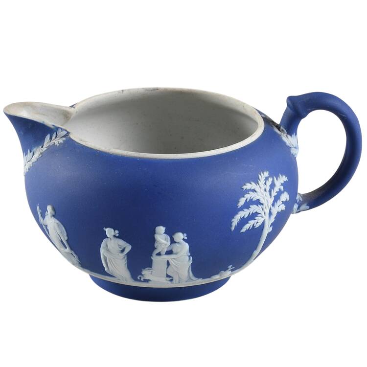 Cream Color on Wedgwood Blue Jasperware 146 Shape Creamer