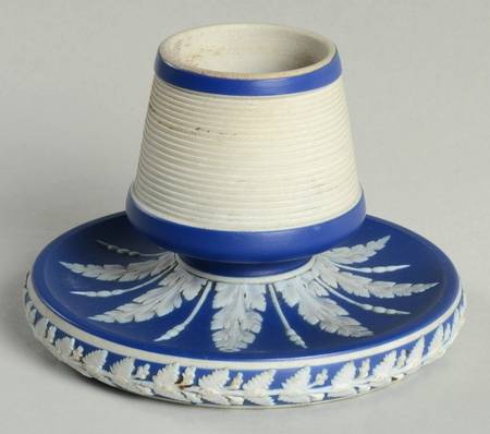 Cream Color on Wedgwood Blue Jasperware Match Holder W/Strike